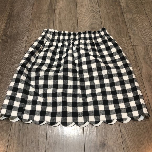 J. Crew Factory Gingham Scalloped Sidewalk Skirt - Picture 7 of 12